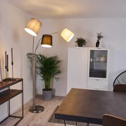 Lampadaire Bernardino Nickel Mat, 3 Lumieres