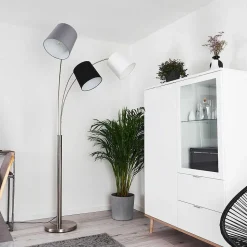 Lampadaire Bernardino Nickel Mat, 3 Lumieres