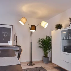 Lampadaire Bernardino Nickel Mat, 3 Lumieres