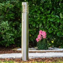 Lampadaire Dakar Acier Inoxydable, 1 Lumiere, Detecteur De Mouvement