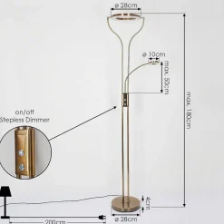 Lampadaire Donna Led Vieux Laiton, 2 Lumieres