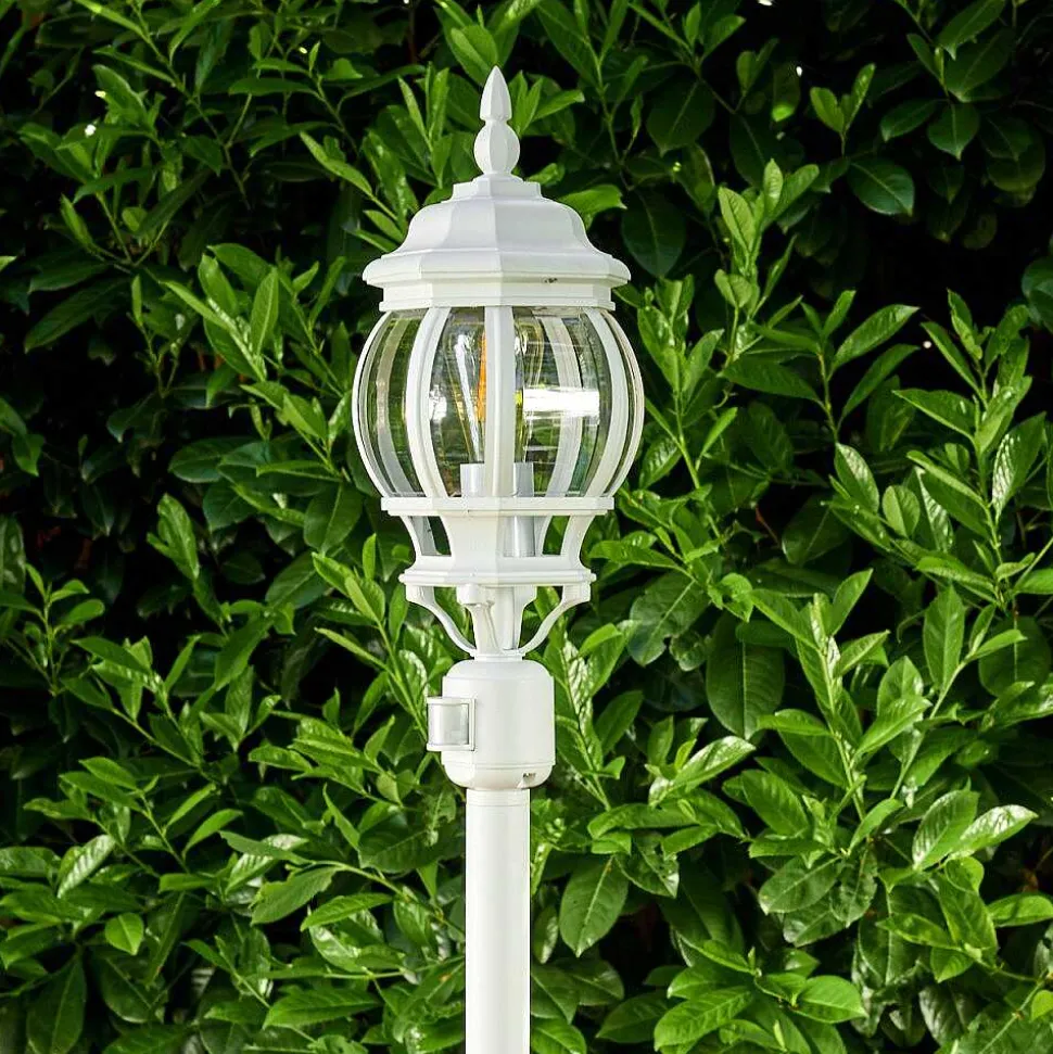 Lampadaire Exterieur Lentua Blanc, 1 Lumiere, Detecteur De Mouvement