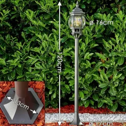 Lampadaire Exterieur Lentua Noir, 1 Lumiere