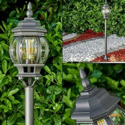 Lampadaire Exterieur Lentua Noir, 1 Lumiere