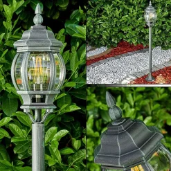 Lampadaire Exterieur Lentua Vert, Noir, 1 Lumiere