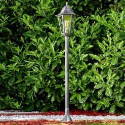 Lampadaire Exterieur Lignac Noir, Argente, 1 Lumiere