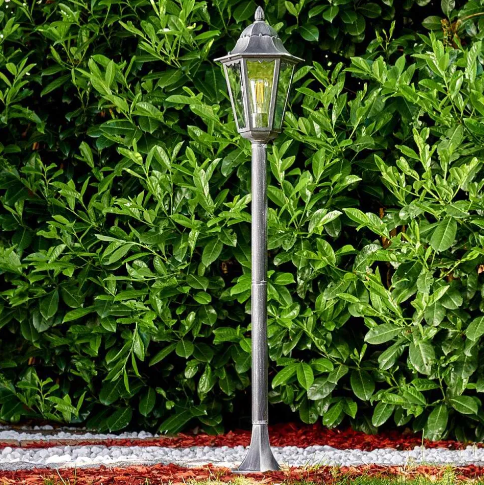 Lampadaire Exterieur Lignac Noir, Argente, 1 Lumiere