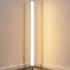 Lampadaire Flaut Led Chrome, 1 Lumiere, Telecommandes, Changeur De Couleurs