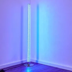 Lampadaire Flaut Led Chrome, 1 Lumiere, Telecommandes, Changeur De Couleurs