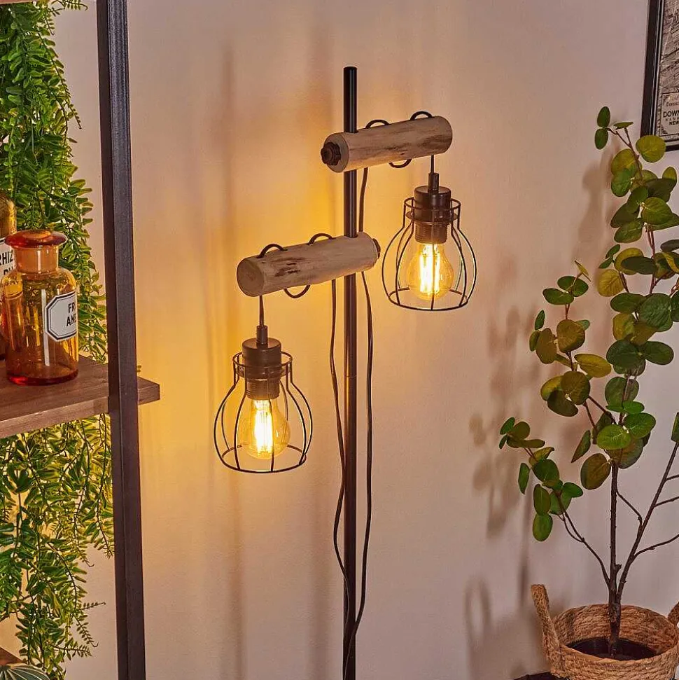 Lampadaire Gondo Ecru, Noir, 2 Lumieres