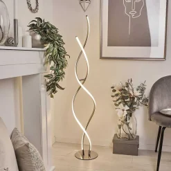 Lampadaire Henrichemont Led Chrome, Nickel Mat, 1 Lumiere