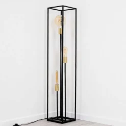 Lampadaire Ibusuki Or, Laiton, Noir, 3 Lumieres