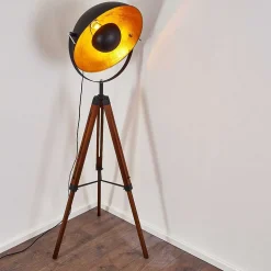 Lampadaire Jupiter Brun, Bois Fonce, Noir, 1 Lumiere