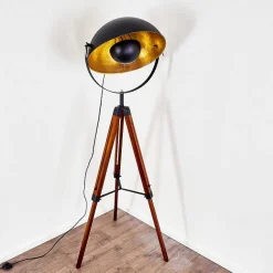 Lampadaire Jupiter Brun, Bois Fonce, Noir, 1 Lumiere