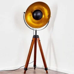 Lampadaire Jupiter Brun, Bois Fonce, Noir, 1 Lumiere
