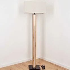 Lampadaire Kyneton Led Ecru, Noir, 2 Lumieres