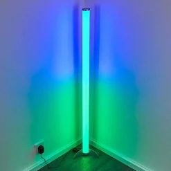 Lampadaire Led Rgb Globo Rocky Argente, 1 Lumiere, Telecommandes, Changeur De Couleurs