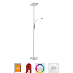 Lampadaire Leuchten-Direkt Lolasmart-Rocco Led Acier Brosse, 1 Lumiere, Telecommandes