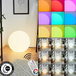 Lampadaire Loural Led Nickel Mat, 1 Lumiere, Telecommandes, Changeur De Couleurs