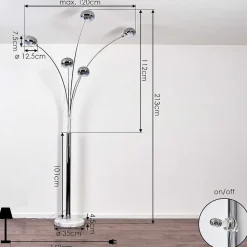 Lampadaire Nikkala Chrome, Blanc, 5 Lumieres