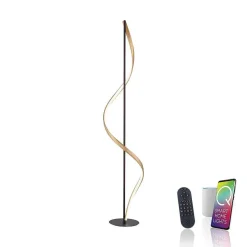 Lampadaire Paul Neuhaus Qswing Led Anthracite, Or, 1 Lumiere, Telecommandes
