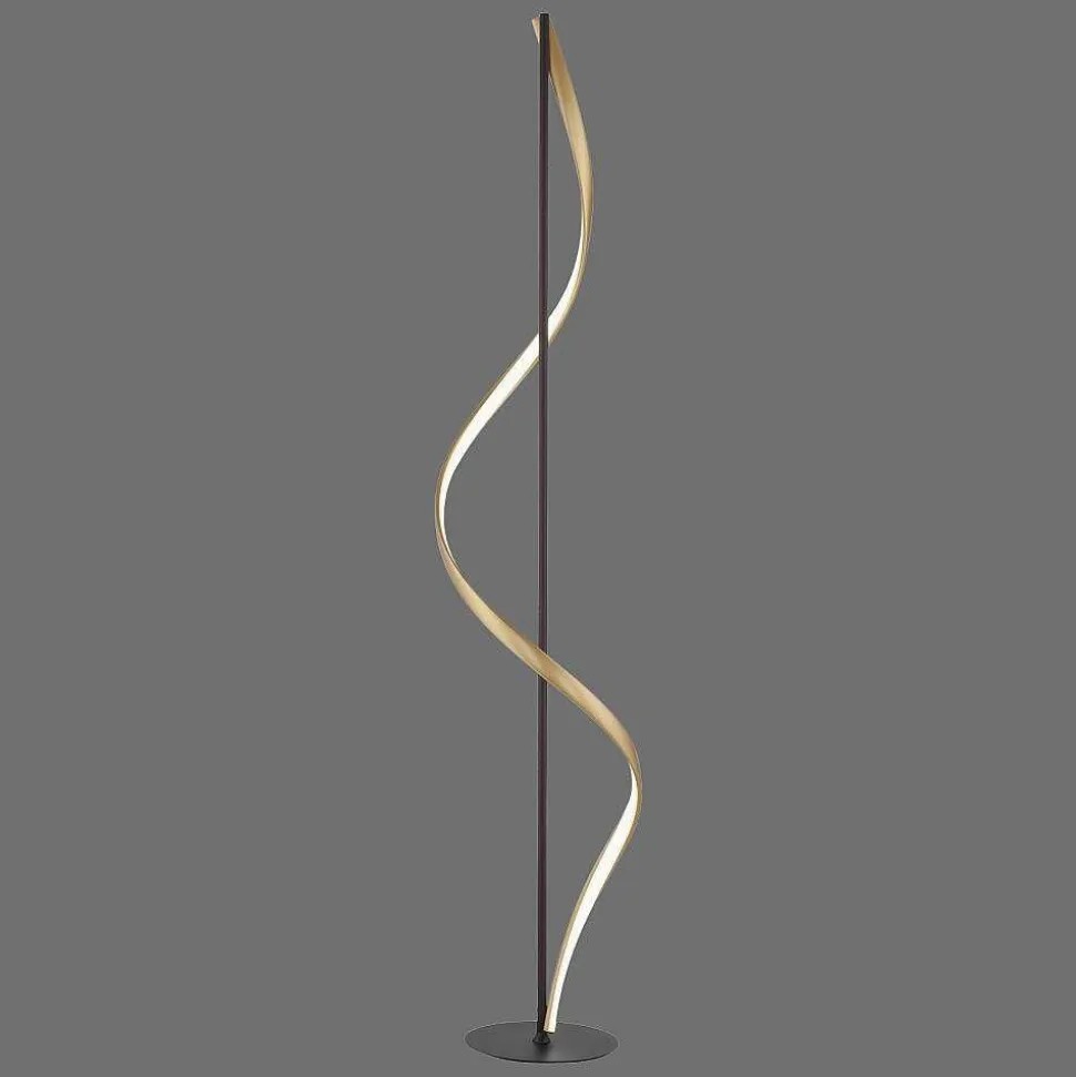 Lampadaire Paul Neuhaus Qswing Led Anthracite, Or, 1 Lumiere, Telecommandes
