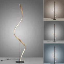 Lampadaire Paul Neuhaus Qswing Led Anthracite, Or, 1 Lumiere, Telecommandes