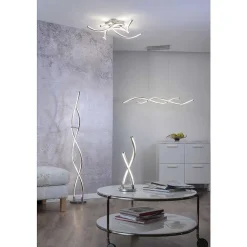 Lampadaire Paul Neuhaus Q-Malina Led Acier Inoxydable, 2 Lumieres, Telecommandes