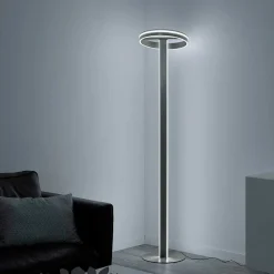 Lampadaire Paul-Neuhaus Q-Vito Led Acier Brosse, 3 Lumieres, Telecommandes