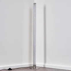 Lampadaire Pipe Led Nickel Mat, 1 Lumiere, Telecommandes, Changeur De Couleurs