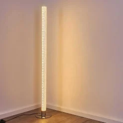 Lampadaire Pipe Led Nickel Mat, 1 Lumiere, Telecommandes, Changeur De Couleurs