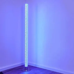 Lampadaire Pipe Led Nickel Mat, 1 Lumiere, Telecommandes, Changeur De Couleurs