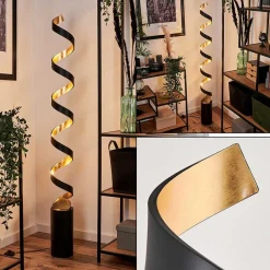 Lampadaire Rezat Led Noir Dore, 1 Lumiere