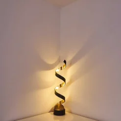 Lampadaire Rezat Led Noir Dore, 1 Lumiere
