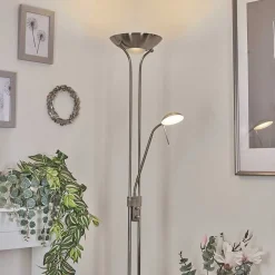 Lampadaire Rom Led Nickel Mat, 2 Lumieres