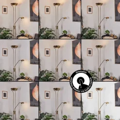 Lampadaire Rom Led Vieux Laiton, 2 Lumieres