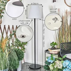 Lampadaire Solaire D'Exterieur Fisao Led Noir, 41 Lumieres, Telecommandes