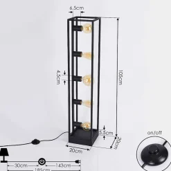 Lampadaire Wick Noir, 5 Lumieres