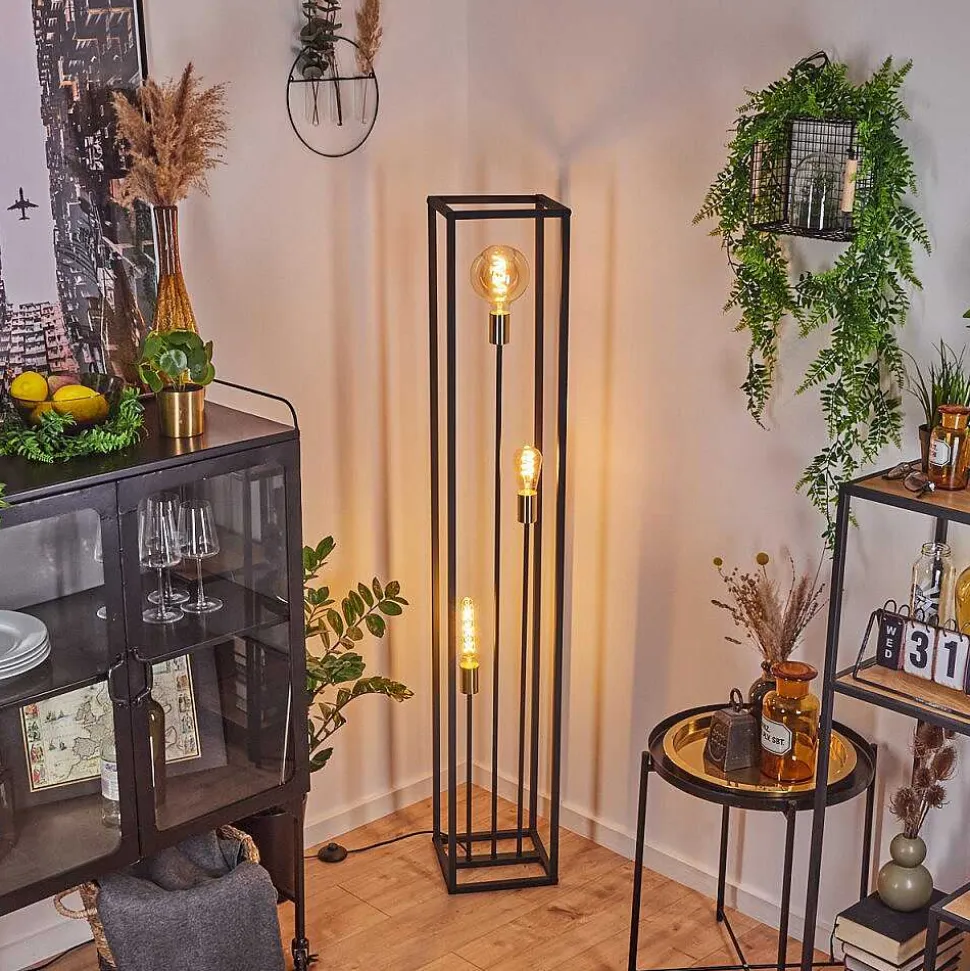 Lampadaire Woden Laiton, Noir, 3 Lumieres