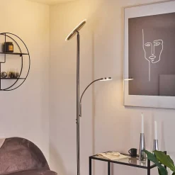 Lampadaire Wonsbek Led Nickel Mat, 2 Lumieres