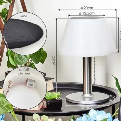 Lampe A Poser Alcudia Solar Led Nickel Mat, 10 Lumieres