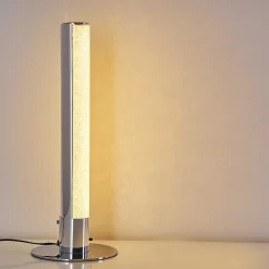 Lampe A Poser Flaut Led Chrome, 1 Lumiere, Telecommandes, Changeur De Couleurs