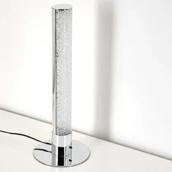 Lampe A Poser Flaut Led Chrome, 1 Lumiere, Telecommandes, Changeur De Couleurs