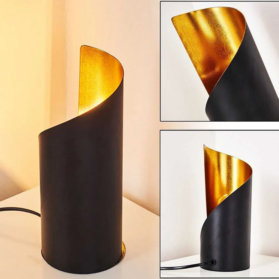 Lampe A Poser Yahuma Noir Dore, 1 Lumiere