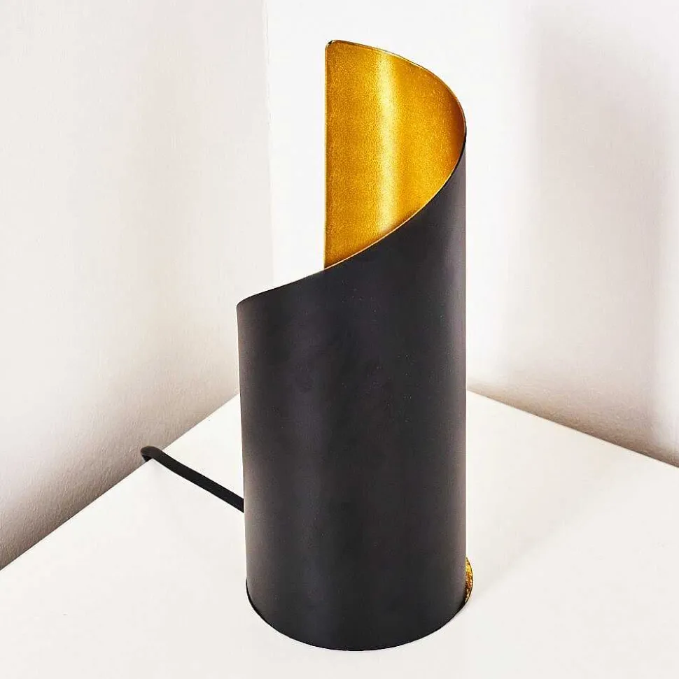 Lampe A Poser Yahuma Noir Dore, 1 Lumiere