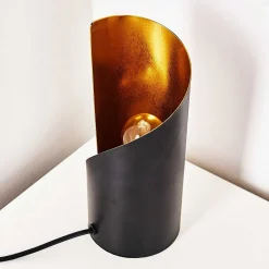 Lampe A Poser Yahuma Noir Dore, 1 Lumiere