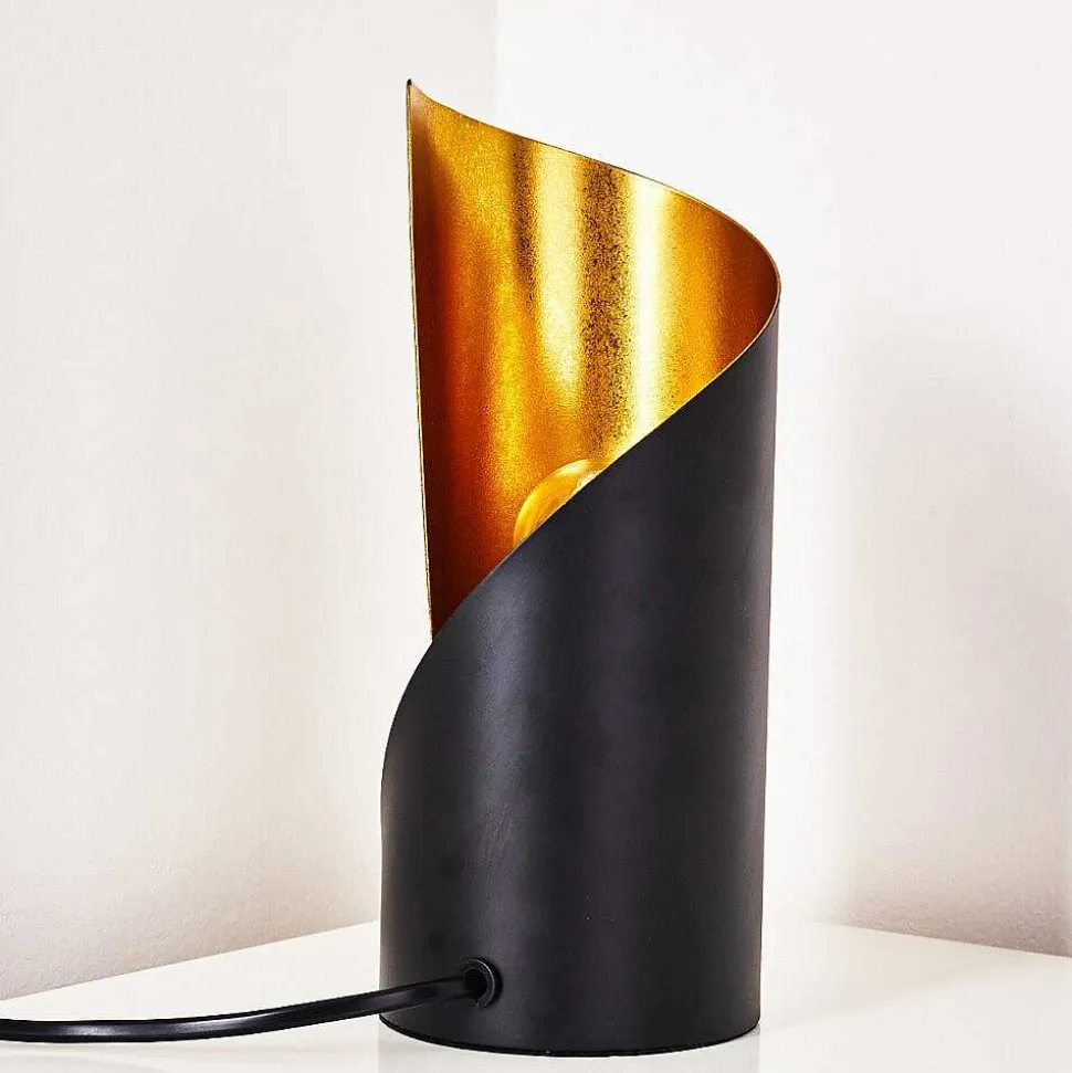 Lampe A Poser Yahuma Noir Dore, 1 Lumiere