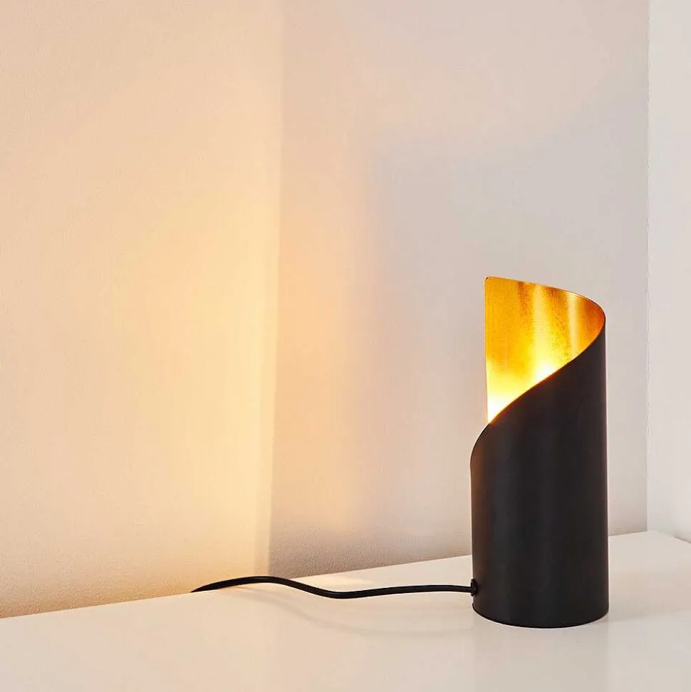 Lampe A Poser Yahuma Noir Dore, 1 Lumiere