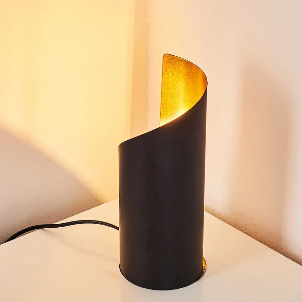 Lampe A Poser Yahuma Noir Dore, 1 Lumiere