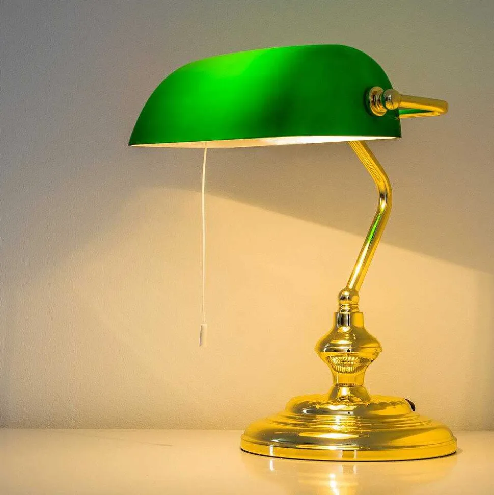 Lampe De Banquier Laiton, 1 Lumiere